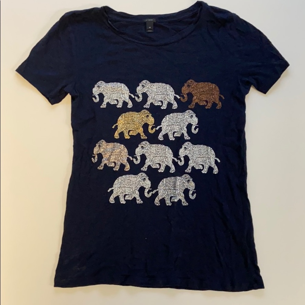 J.Crew Navy Elephant Print Tshirt